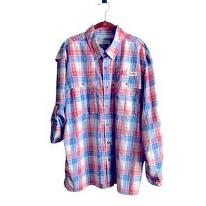 Magellan Outdoors Blue Plaid Relaxed Fit LS Fishing Shirt Size Large 2 0423